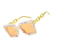Gissroys Tonalità Oversize Per Ragazze Compleanno Vintage Shades Obiettivo Hip Hop Telaio Leggero Perline Lenti Colorate Moda Perle Abbellite, f, taglia unica