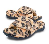 Git-up Pantofole da Donna in memory foam Supporto Arco per l'arco regolabile con gancio e passante Ciabatte per diabetici Punta Aperta da Casa Pantofole Interno Esterno Leopardo 5/6