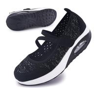 Git-up Scarpe da Passeggio da Donna con Chiusura Leggero Sneakers Infermiere in Mesh Traspirante Scarpe Cuscino d'Aria in Schiuma di Memoria, PaillettesNero 40