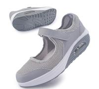 Git-up Scarpe da Passeggio da Donna con Chiusura Leggero Sneakers Infermiere in Mesh Traspirante Scarpe Cuscino d'Aria in Schiuma di Memoria, Grigio 39