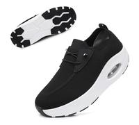 Git-up Scarpe da Passeggio da Donna in Mesh Traspirante con Cinturino Elastico, Sneaker Leggera con Cuscino d'Aria per Palestra e Fitness, 2087-Nero 37