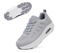 Git-up Scarpe da Passeggio Traspiranti da Donna in Mesh con Chiusura con Lacci, Sneaker Leggera con Cuscino d'Aria per Palestra e Fitness, 2088-Grigio 37