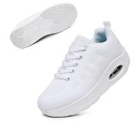 Git-up Scarpe da Passeggio Traspiranti da Donna in Mesh con Chiusura con Lacci, Sneaker Leggera con Cuscino d'Aria per Palestra e Fitness, 2088-Bianco 37
