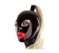 GITDOT Lattice Testa Coperchio con parrucca - lattice Maschera per la testa Cappuccio in latex per gioco di ruolo di Party Club Wear (XL)