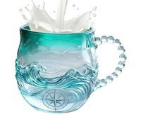 Gitekain con onde in marino - Vetreria soffiata a mano per gli amanti del mare, per bevande artistiche ispirate all'oceano per succhi di frutta, latte, caffè o tè, bicchieri eleganti per la c