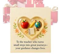 Gitekain Cute Teacher Keepsake Gift, Heart Appreciation Stocking Stuffer, Mini Token Size with Thank You Card for Students Kids Teens, Acrylic Teacher Gift for School Classroom,