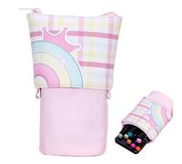 Gitekain Expandable Pencil Pouch, Rainbow Stationery Case, Large Zipper Pen Bag, Portable Canvas Pencil Pouch, Multi Compartment Organizer, PVC Material, 18.5x12x4cm, For Home School Travel