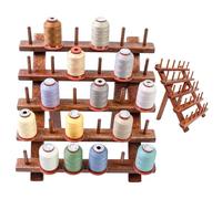 Gitekain Foldable 30 Spool Wooden Thread Rack, Embroidery Bobbin Holder with Foldable Legs, Sewing Organizer for Craft And Sewing Rooms, 9.25x6.1x9.84 Inches, Brown