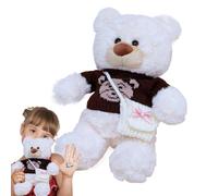 Gitekain Peluche Bear with Clothes, Decorative Stuffed Animal Pillow, Cute and Cozy Bear Plush Toy with Removable Outfit for Girlfriend, Mom, Anniversaries and Birthdays, 11.81 inch