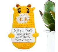 Gitekain Positive Crochet Doll, Inspirational Knitted Plush Figure, Mini Handmade Style Doll with Encouragement Card for Daily Motivation, Soft Yarn Crochet Toy with/for Decor