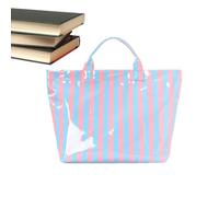 Gitekain PVC Tote Bag, Waterproof Beach Hobo, Striped Tote With Large Capacity, Shoulder Bag With Durable Material, Travel Accessories, Suitable For Beach Travel Picnic Pool Shopping