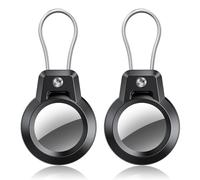 Gitfos AirTag Holder, 2 Pack AirTag Keychain Holder with Wire Cable - Robusto & 360° Protective Fit Apple AirTag Holder for Luggage, Backpack, Keys, Pets, AirTag Case AirTag Accessories for Travel