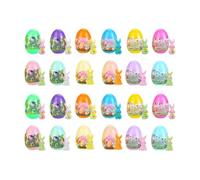 Gitohoni 36 Pezzi Uova di Pasqua con Coniglietti Mini Interni Giocattoli Premio Riutilizzabili Decorazioni Festival Giocose Adatti per Bambini Feste Tematiche, 24 Pz