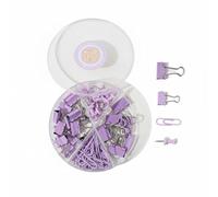 Gitohoni Fermaglio Raccoglitore Set Forniture Ufficio con Clip per Documenti Graffette E Puntine in Metallo Resistente con Custodia Rotonda Divisa Adatto per Studenti Insegnanti Ufficio, Lavanda