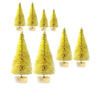 Gitohoni Set di Mini Alberelli di Pino per Decorazioni Natalizie - 8 Pezzi, Giallo