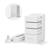 Gitryin Tower - Stazione di ricarica per comodino, caricatore retrattile da | ModDock 3 Desktop Charging Hub, 8-in-1 Caricabatterie Rapido per Più Dispositivi, 2 AC, 3 USB C, 33" Cavi Retrattili, Bianco