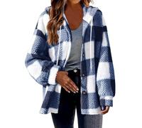 Giubbino Autunno Donna Womens Winter Coats Warm Plush Hooded Up Button Cardigan Trendy Plaid Fuzzy Outerwear Rinascimento Giubbotto Jeans Donna