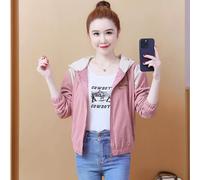 Giubbino Donna Giacca Piumino Corto Elegante Leggero Rosa Cappuccio 04180