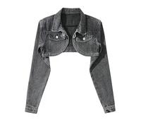 Giubbino Jeans Donna,Giacca di Jeans Corta da Donna Distressed Bolero Coprispalle Top Corto Capispalla da Camionista Elasticizzato su Misura Cappotto di Jeans Corto con Bottoni Cardigan Jeansjacke P