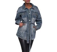 Giubbino Jeans Donna- Giacchetto Denim Donna- Giacca in Jeans 90’s Denim Jacket Cropped Fit Oversize a Maniche Lunghe Giubbotto Primaverile Donna Giacca da Donna Blouson Denim