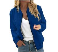 Giubbino Leggero Donna,Giacca Donna Mezza Stagione,Elegante Bomber Casual Zip Up Antivento Outwear Giacca a Vento con Tasche Corto Giacchetta Leggera Casual