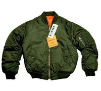 Giubbino Pilota Bomber Aeronautica Militare Mod. MA1 Pilota Verde Interno Aranci