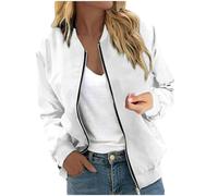Giubbino Primaverile Donna- Bomber Donna Elegante Bomber Casual Zip Up Solido Cappotto Antivento Giacca Outwear Giacca a Vento con Tasche Giacca Donna Estate Giacca per Il Tempo Libero Giacche