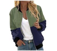 Giubbino Primaverile Donna- Giubbotto Bomber Giacca da Donna Elegante Bomber Casual Zip Up Solido Cappotto Outwear Giacca a Vento con Tasche Giacca Donna Estate Giacca per Il Tempo Libero Giacchetto