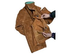 Giubbotti for saldatura in pelle di mucca Lavoro FR Abbigliamento for saldatore Grembiule for in bovina Tuta resistente al fuoco Ignifugo(XXL)