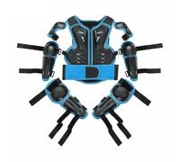 Giubbotto antiproiettile per moto per bambini gilet antiproiettile per motocross con ginocchiere e gomitiere set di protezioni per moto, accessori di sicurezza da corsa per 5-13 anni,Blue-One Size
