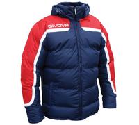 Giubbotto Bambino Givova Imbottito Antartide In Nylon Con Cappuccio Blu Rosso