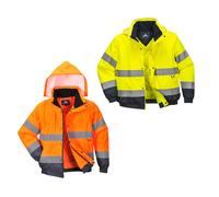 Portwest C468ORRS Bomber Alta Visibilità 2 in 1, Arancione, Small