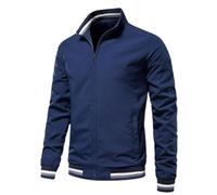 Giubbotto Bomber Classico Harrington da Uomo Cappotto Vintage da Scooter Estivo Giubbotto Bomber Militare Leggero con Zip Intera Cappotto Antivento S-3Xl,Blu Navy,5XL