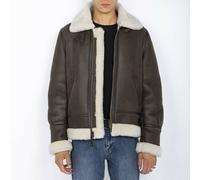 Giubbotto bomber in pelle di montone LC 1259 Marrone S Tinta unita