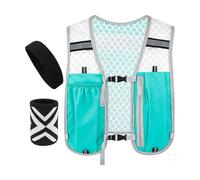 Giubbotto catarifrangente, regolabile, con fascia per la testa e cinturino da polso, gilet da corsa ad alta visibilità, per uomo e donna, per trail training, fitness, passeggiate, ciclismo, attività
