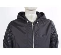 GIUBBOTTO CENSURED IN NYLON E MANICHE ECO PELLE CON CAPPUCCIO CHIUSURA ZIP NERO
