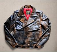 Giubbotto chiodo pelle originale uomo marlon brando perfecto rock Guendj