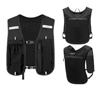 Giubbotto da corsa idratante sportivo, cambio toracico regolabile | scomparto sicuro per bolle multitasca, per trail, running, ciclismo e campeggio, Nero, Siehe Beschreibung