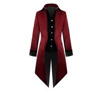 Giubbotto da uomo gotico, Steampunk Frack da uomo, lungo, classico, rosso, medievale, nobile tuxedo vittoriano, giubbotto da teatro, cosplay, costume di Halloween