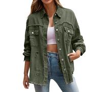 Giubbotto di Jeans Donna- Giacca Denim Donna- Giacca in Jeans 90’s Denim Jacket Cropped Fit Oversize a Maniche Lunghe Giubbino Donna Primaverile Giacca Leggera Donna Cappotto di Jeans Cardigan Jeans