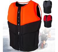 Giubbotto Di Salvataggio in Neoprene Per Adulti Zip Frontale Giubbotto Salvagente Regolabile Per Nuoto Snorkel Vest Galleggiamento(Orange,M (58-70KG))