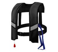 Giubbotto di Salvataggio per Adulti Gonfiaggio Automatico 150N Giubbotto di Flottazione Regolabile per Navigazione Nuoto Surf Paddle Board Kayak Sport Acquatici(Black)