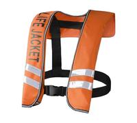Giubbotto di Salvataggio per Adulti Regolabile, Salvagente Leggero con Multiple Tasche per Pesca, Kayak e Canoa, Dispositivo di Galleggiamento Uomo Donna(Manual Life Jacket - Orange)