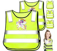 Giubbotto di Sicurezza per Bambini,2/3 pcs Gilet catarifrangente per bambini (3-12 Anni), 360° Gilet Alta Visibilita per Corsa, Ciclismo, Escursionismo -Universale per Bambino e Bambina(unicorno)