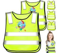 Giubbotto di Sicurezza per Bambini,2/3 pcs Gilet catarifrangente per bambini (3-12 Anni), 360° Gilet Alta Visibilita per Corsa, Ciclismo, Escursionismo -Universale per Bambino e Bambina(Sirena)