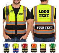 Giubbotto di Sicurezza Personalizzato Gilet Alta Visibilità con Logo Testo | Gilet di Sicurezza Personalizzabile per Uomo Donna Ad Alta Visibilità con 5 Tasche Ideale per Edilizia e Attività All'Aperto
