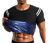Giubbotto di sudore per allenamento - Maglietta da sauna - Giubbotto di sudore per sauna, facile allenamento, tuta corta da uomo, maglietta a compressione, per allenamento, bodyshape, 4XL/5XL, Siehe