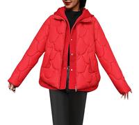 Giubbotto Donna Invernale Piumino Donna Primavera Cotton Padded Women 2024 Winter New Women S Hooded Thick Warm Bread Coat Down Padded Piumino Oversize Le Camelie Invernali Red M