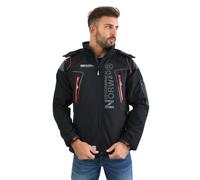 Geographical Norway TECHNO MEN - Giacca Softshell Zip Impermeabile Da Uomo - Cappuccio Traspirante - Giacca Tattico Antivento Calda Invernale - Ideale Per Le Attività All'aperto (NERO M)
