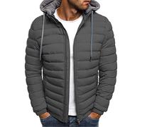 Giubbotto Giacca Corto Piumino Pesante Invernale Lucido Uomo Antivento Impermeabile con Cappuccio Giacca da Uomo Jacket Rimovibile Giubbotto Caldo Casual Multitasche Materiale Sintetico Antivento